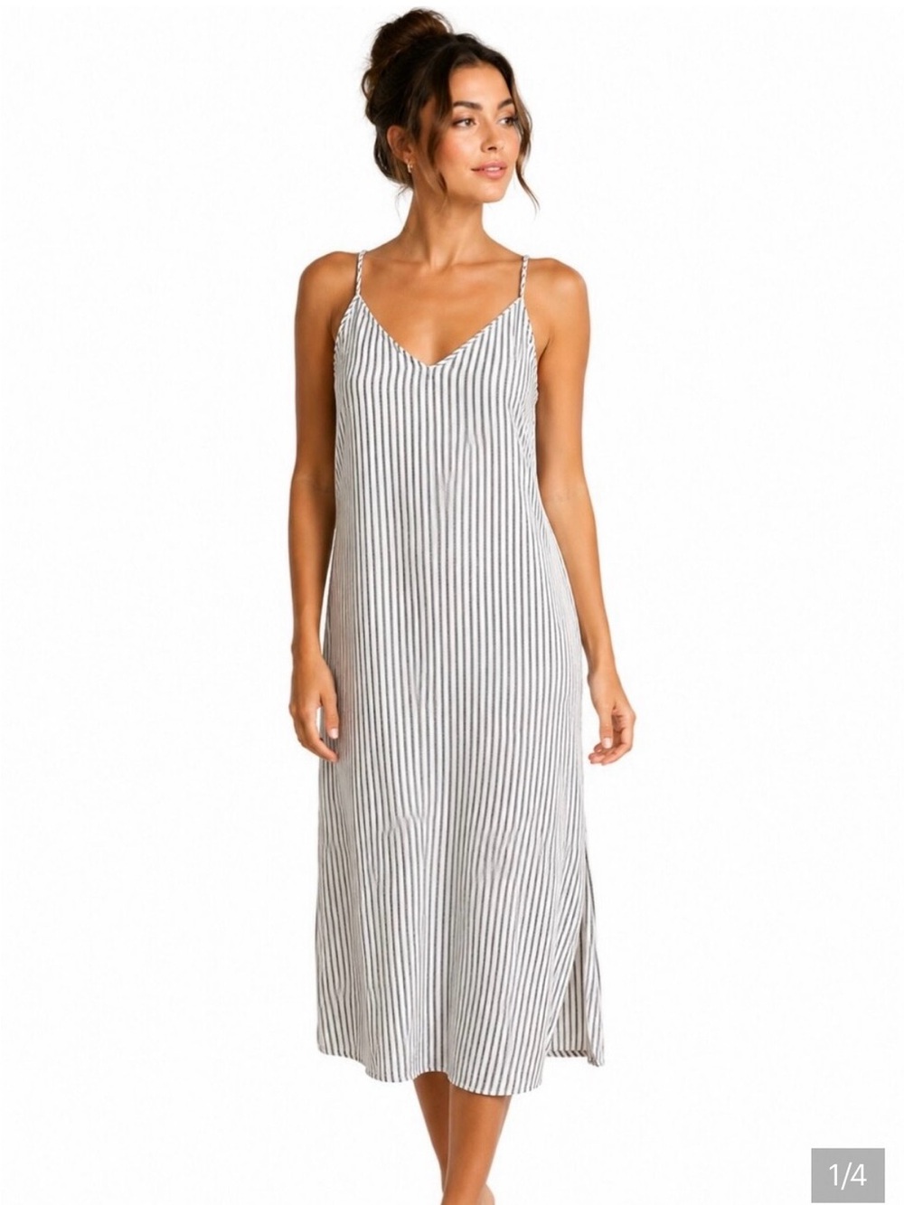 A New Day Grey White Pinstripe Pullover Midi Slip Dress Plus Size 4x